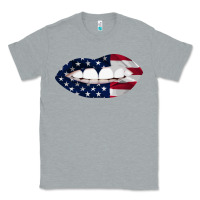 Heather Grey Lips American Flag Classic Tee - Bettercallsaul