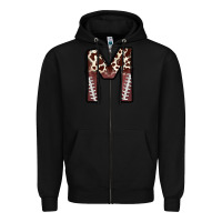 Black name footballcow print letter m Zipper Hoodie - CowhideDigitalArt