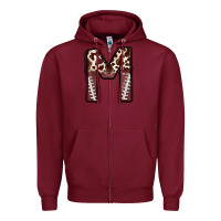 Burgundy name footballcow print letter m Zipper Hoodie - CowhideDigitalArt