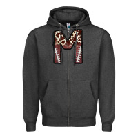 Charcoal Heather name footballcow print letter m Zipper Hoodie - CowhideDigitalArt