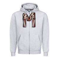 Heather Grey name footballcow print letter m Zipper Hoodie - CowhideDigitalArt