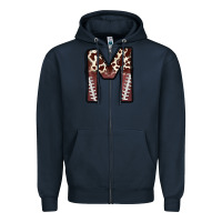 Navy name footballcow print letter m Zipper Hoodie - CowhideDigitalArt