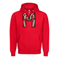 Red name footballcow print letter m Zipper Hoodie - CowhideDigitalArt