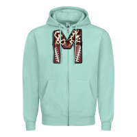 Seafoam name footballcow print letter m Zipper Hoodie - CowhideDigitalArt