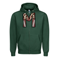 Sports Green name footballcow print letter m Zipper Hoodie - CowhideDigitalArt