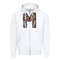 White name footballcow print letter m Zipper Hoodie - CowhideDigitalArt