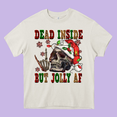 Dead Inside But Jolly Af Heavy Core Tee Designed By Nancycooperartshop