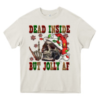 Cream Dead inside but jolly af Heavy Core Tee - NancyCooperArtShop