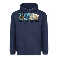 Navy peace love polar bear Heavyweight Hoodie - LillyAllenDesigns