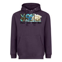 Plum peace love polar bear Heavyweight Hoodie - LillyAllenDesigns