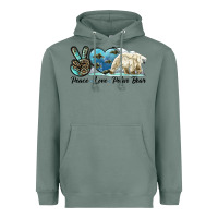 Sage peace love polar bear Heavyweight Hoodie - LillyAllenDesigns