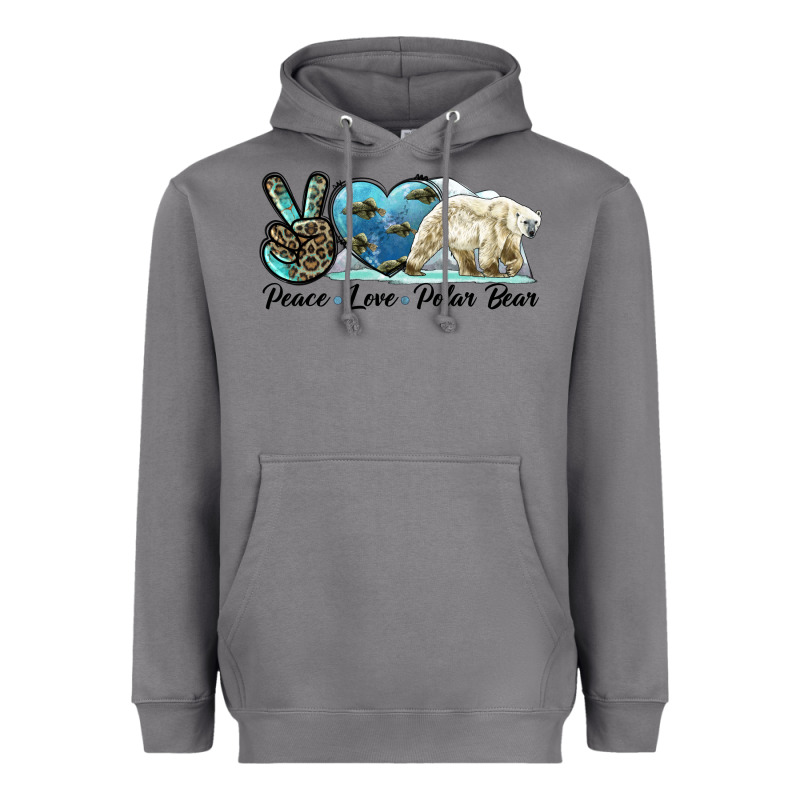Peace Love Polar Bear Heavyweight Hoodie by LillyAllenDesigns | Teevron