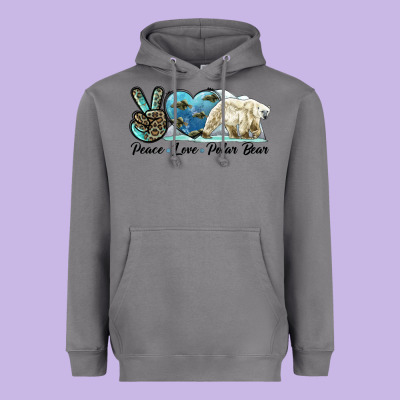 Peace Love Polar Bear Heavyweight Hoodie Designed By Lillyallendesigns