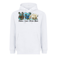White peace love polar bear Heavyweight Hoodie - LillyAllenDesigns