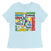 Baby Blue name puzzle ribbon of inspiration Ladies Tee - LillyAllenDesigns