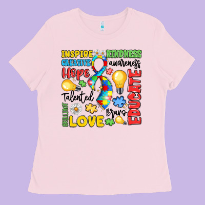 Name Puzzle Ribbon Of Inspiration Ladies Tee Designed By Lillyallendesigns