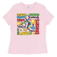 Bubblegum Pink name puzzle ribbon of inspiration Ladies Tee - LillyAllenDesigns