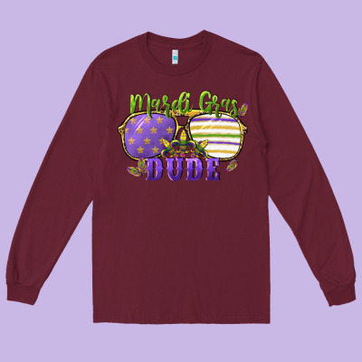 Mardi Gras Dude Long Sleeve Tee Designed By Cowgirlartshop
