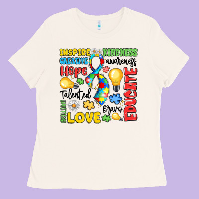 Name Puzzle Ribbon Of Inspiration Ladies Tee Designed By Lillyallendesigns