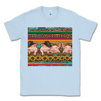 Dusty Blue western serape pigs Classic Tee - RanaPortraitStore