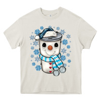 Cream snowman coffee cup Heavy Core Tee - JahusDesignShop