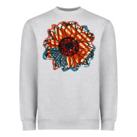 Heather Grey American Flag sunflower 4th of july Heavyweight Sweatshirt - FaDigitalArtStudio