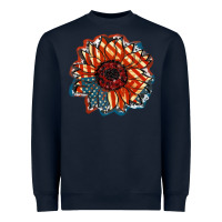 Navy American Flag sunflower 4th of july Heavyweight Sweatshirt - FaDigitalArtStudio
