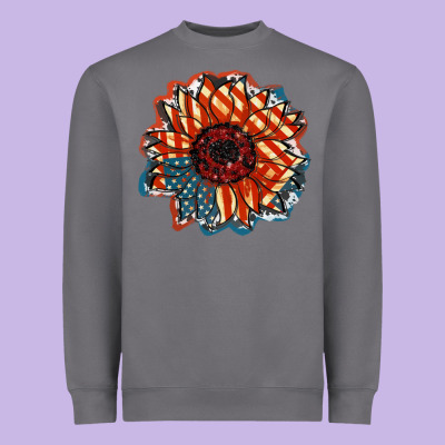 American Flag Sunflower 4th Of July Heavyweight Sweatshirt Designed By Fadigitalartstudio