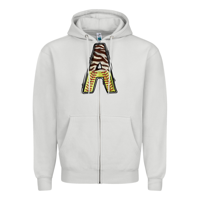Softball Alphabet A Zipper Hoodie by CowhideDigitalArt | Teevron
