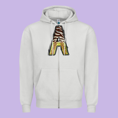 Softball Alphabet A Zipper Hoodie Designed By Cowhidedigitalart