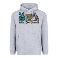 Heather Grey Peace love raccoon Heavyweight Hoodie - LillyAllenDesigns