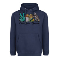 Navy Peace love raccoon Heavyweight Hoodie - LillyAllenDesigns