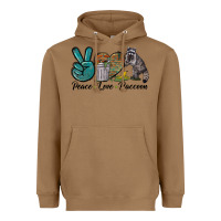 Toasted Coconut Peace love raccoon Heavyweight Hoodie - LillyAllenDesigns