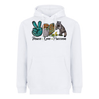 White Peace love raccoon Heavyweight Hoodie - LillyAllenDesigns