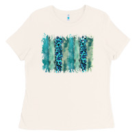 Bone turquoise leopard watercolor brushstroke background Ladies Tee - RanaPortraitStore