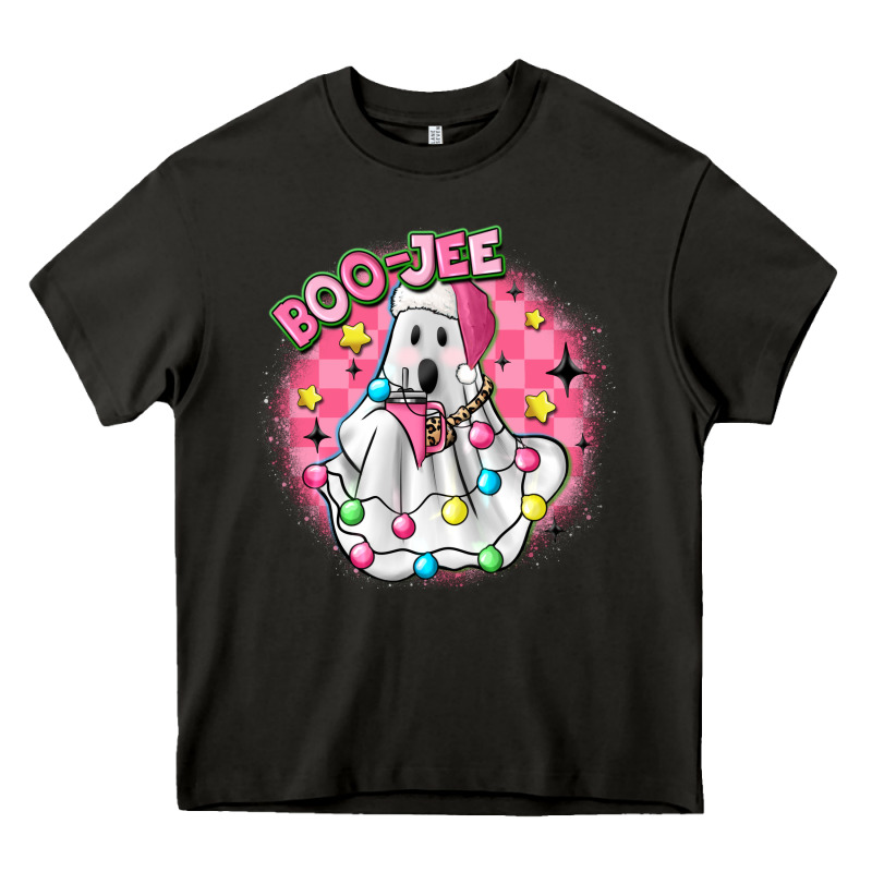 Boo Jee Pink Christmas Ghost Heavy Core Tee by MaliasSmallBusiness | Teevron