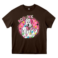 Chocolate Brown boo jee pink christmas ghost Heavy Core Tee - MaliasSmallBusiness