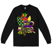 Black louisiana map american flag mardi gras Long Sleeve Tee - CowGirlArtShop