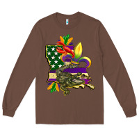 Chestnut louisiana map american flag mardi gras Long Sleeve Tee - CowGirlArtShop