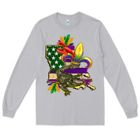 Moon Dust louisiana map american flag mardi gras Long Sleeve Tee - CowGirlArtShop