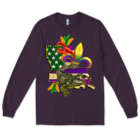Plum louisiana map american flag mardi gras Long Sleeve Tee - CowGirlArtShop
