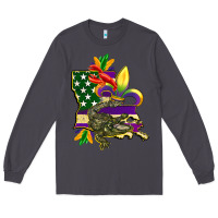 Smoke louisiana map american flag mardi gras Long Sleeve Tee - CowGirlArtShop