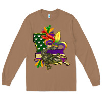 Toasted Coconut louisiana map american flag mardi gras Long Sleeve Tee - CowGirlArtShop