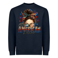 Navy american babe messy bun Heavyweight Sweatshirt - FaDigitalArtStudio