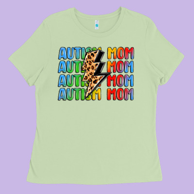 Autism Mom Lightning Bolt Ladies Tee Designed By Lillyallendesigns