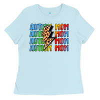 Baby Blue autism mom lightning bolt Ladies Tee - LillyAllenDesigns