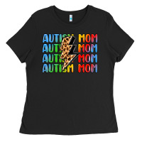 Black autism mom lightning bolt Ladies Tee - LillyAllenDesigns
