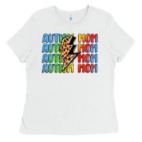 White autism mom lightning bolt Ladies Tee - LillyAllenDesigns