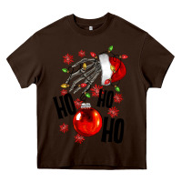 Chocolate Brown Ho ho ho skeleton Heavy Core Tee - NancyCooperArtShop