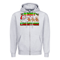 Heather Grey Merry Christmas Zipper Hoodie - CowhideDigitalArt